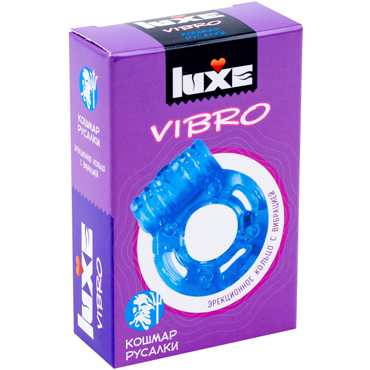 Luxe Vibro Кошмар русалки, голубой, Комплект из виброкольца и презерватива