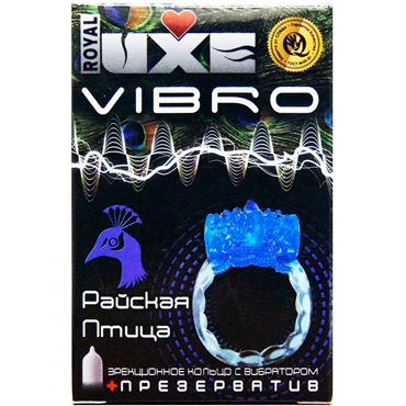 Luxe Vibro Райская птица, синее, Комплект из виброкольца и презерватива