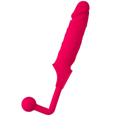 ToyFa Popo Pleasure Насадка на пенис, розовая, С анальным стимулятором