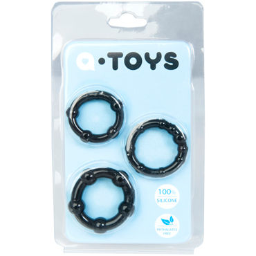 Toyfa A-toys Набор колец, черные, Со стимулирующими шариками