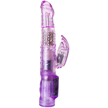 Toyfa A-toys High-Tech Vibrator, фиолетовый - Вибратор с ротацией и стимуляцией клитора - купить в секс шопе