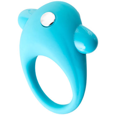 Toyfa A-toys Cock Ring, голубое - Эрекционное кольцо с вибрацией и бугорком для клитора - купить в секс шопе