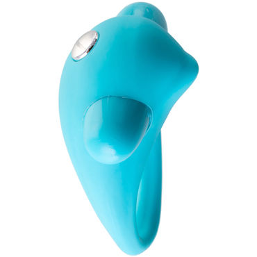 Toyfa A-toys Cock Ring, голубое, Эрекционное кольцо с вибрацией и бугорком для клитора и другие товары ToyFa с фото