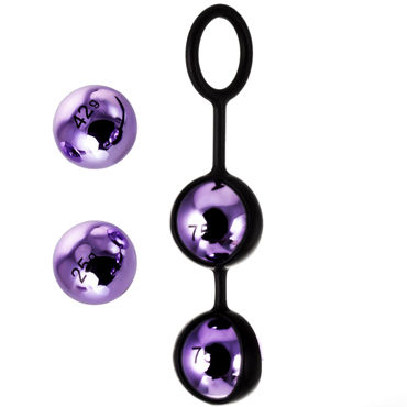 Toyfa A-toys Pleasure Balls Set 14,6 см, фиолетово-черные, Набор вагинальных шариков со смещенным центром тяжести