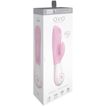 Ovo E7 Silkskyn Rabbit Vibrator, розовый - Вибратор с клиторальным стимулятором - купить в секс шопе