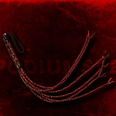 Podium плеть, черно-красная, Из шести лаковых хвостов