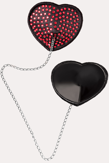 Erolanta Пэстисы в форме сердец с цепочкой, черно-красные - фото, отзывы