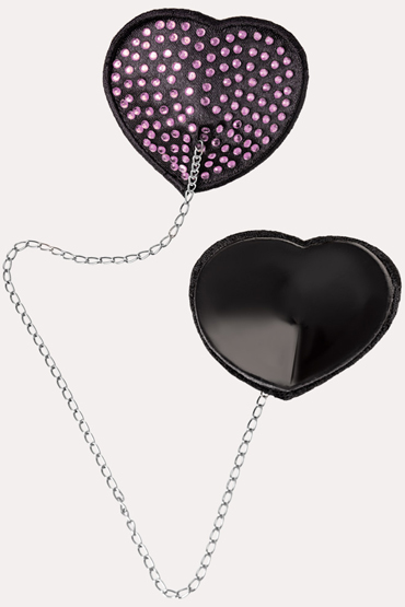 Erolanta Пэстисы в форме сердец с цепочкой, черно-розовые - фото, отзывы