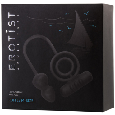 Erotist Ruffle M-Size, черная - Анальная пробка с эрекционными кольцами и вибрацией - купить в секс шопе