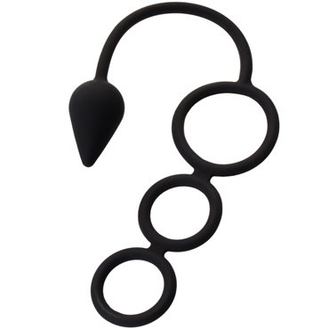 Erotist Drop S-Size, черная, Анальная пробка с тремя эрекционными кольцами