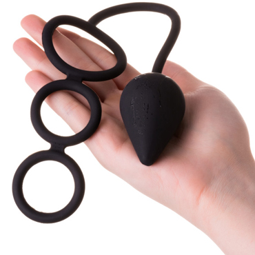 Erotist Drop M-Size, черная, Анальная пробка с тремя эрекционными кольцами и другие товары Erotist с фото