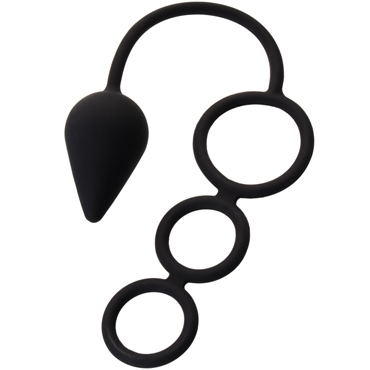 Erotist Drop M-Size, черная, Анальная пробка с тремя эрекционными кольцами