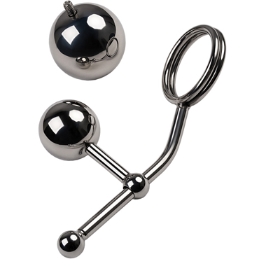 ToyFa Metal Стринги из металла с одним стимулятором, серебристые, С кольцом для пениса и сменными шарами