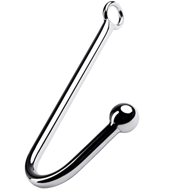 ToyFa Metal Анальный крюк с шаром 37 см, серебристый - Из металла, с кольцом для крепления - купить в секс шопе