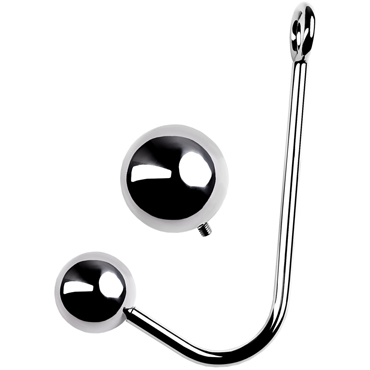 ToyFa Metal Анальный крюк с шаром 24 см, серебристый, Из металла, с двумя сменными шарами