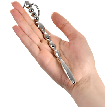 ToyFa Metal Фигурный уретральный плаг 19 см, серебристый - Из металла, с кольцом в основании - купить в секс шопе