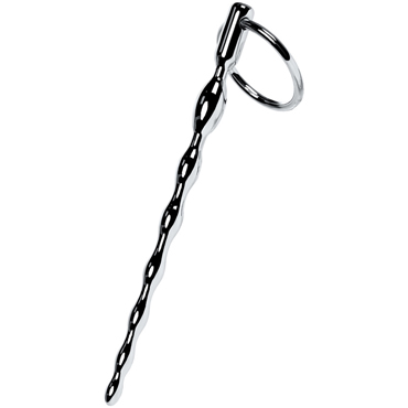 ToyFa Metal Уретральный плаг-косичка с кольцом, серебристый, Из полированного металла