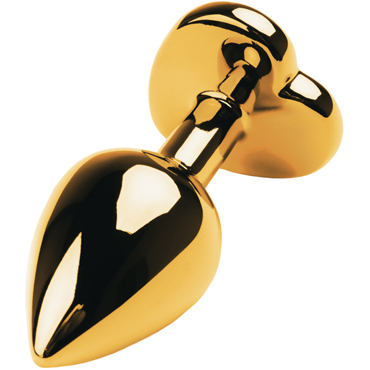 Toyfa Metal Анальная втулка с кристаллом - сердце, золотой/черный - фото, отзывы