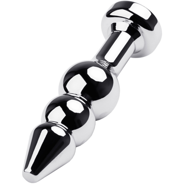 Toyfa Metal Анальная втулка с кристаллом, серебристый/черный — фото 2