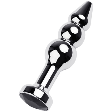 Toyfa Metal Анальная втулка с кристаллом, серебристый/черный — фото 1