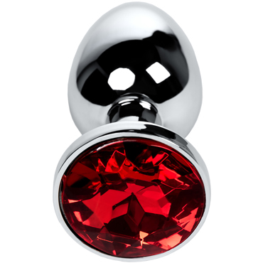 Toyfa Metal Анальная втулка с кристаллом, серебристый/красный - фото, отзывы