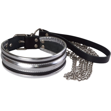 Sitabella Ошейник с поводком, черно-серебристый