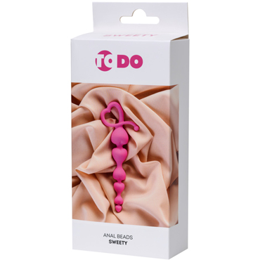 Toyfa ToDo Sweety, розовая - Анальная цепочка со звеньями в виде сердец - купить в секс шопе