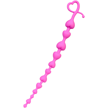 Toyfa ToDo Long Sweety, розовая, Анальная цепочка со звеньями в виде сердец