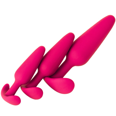 Toyfa POPO Butt Plugs Set, розовый - Набор анальных втулок, 3 штуки - купить в секс шопе