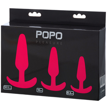 Toyfa POPO Butt Plugs Set, розовый, Набор анальных втулок, 3 штуки и другие товары ToyFa с фото