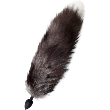 Toyfa POPO Анальная втулка с хвостом S, черный/коричневый, Анальная втулка с хвостом чернобурой лисы