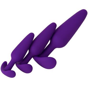 Toyfa A-toys Butt Plugs Set, фиолетовый - Набор анальных втулок, три штуки - купить в секс шопе