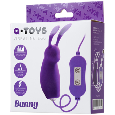 Toyfa A-Toys Bunny, фиолетовое - Виброяйцо-кролик с пультом управления и питанием от USB - купить в секс шопе