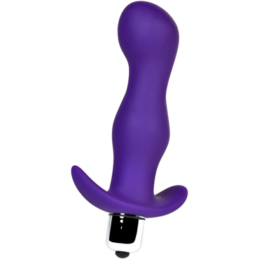 Toyfa A-Toys Vibro Anal Plug M, фиолетовая, Анальная пробка с вибрацией и загнутой головкой