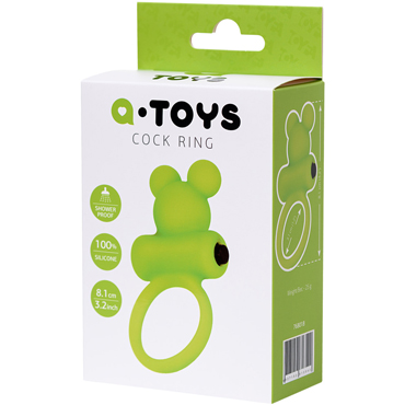 Toyfa A-Toys Cock Ring, зеленое, Виброкольцо на пенис с ушками и другие товары ToyFa с фото