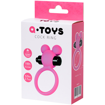 Toyfa A-Toys Cock Ring, розовое, Виброкольцо на пенис с ушками и другие товары ToyFa с фото