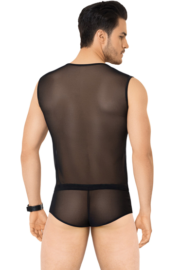 SoftLine Мужской костюм сетка со вставками wetlook, чёрный - фото, отзывы