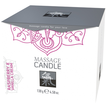 Shiatsu Massage Candle Raspberry & Vanilla cream, 130 гр, Массажная свечка с ароматом Малина и Ванильный крем