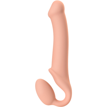 Strap-on-me Silicone Bendable Strap-on L, телесный - Безремневой страпон с гибким каркасом и стимуляцией точки G - купить в секс шопе
