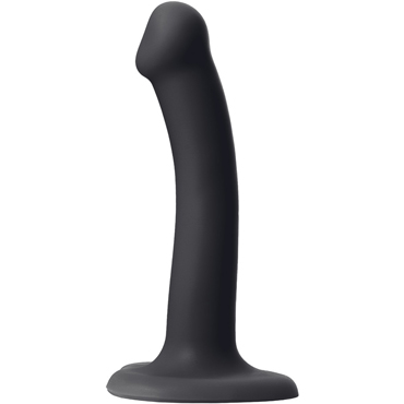 Strap-on-me Silicone Bendable Dildo S, черный - Фаллоимитатор на присоске/насадка для трусиков с кольцевым креплением - купить в секс шопе
