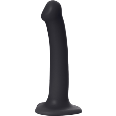 Strap-on-me Silicone Bendable Dildo M, черный - Фаллоимитатор на присоске/насадка для трусиков с кольцевым креплением - купить в секс шопе