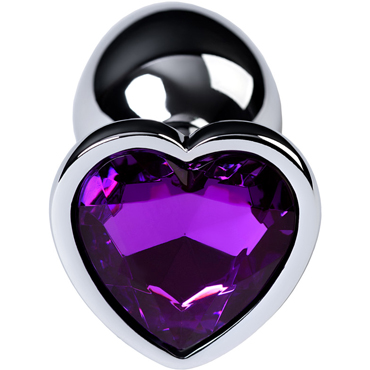 Toyfa Metal Анальный страз сердце S, серебристый/фиолетовый - Cо сверкающим кристаллом - купить в секс шопе