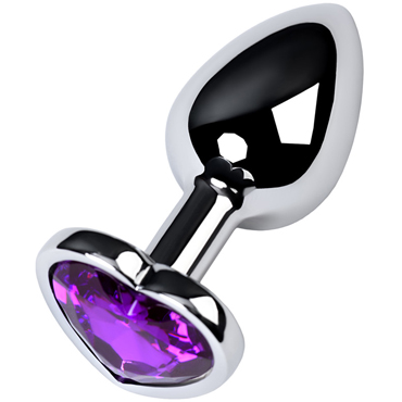 Toyfa Metal Анальный страз сердце S, серебристый/фиолетовый, Cо сверкающим кристаллом
