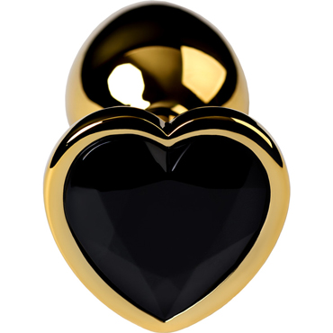 Toyfa Metal Анальный страз сердце S, золотой/черный - Cо сверкающим кристаллом - купить в секс шопе