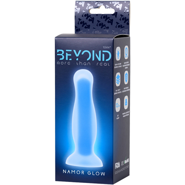 Beyond by Toyfa Namor Glow, прозрачно-голубая, Анальная втулка светящаяся в темноте и другие товары ToyFa с фото