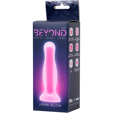 Beyond by Toyfa John Glow, прозрачно-розовая, Анальная втулка светящаяся в темноте и другие товары ToyFa с фото