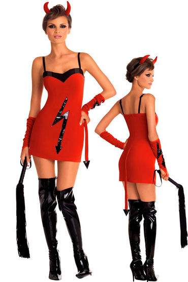 Roxana костюм чертика, красный, Аппликация в виде молнии, облегающий
