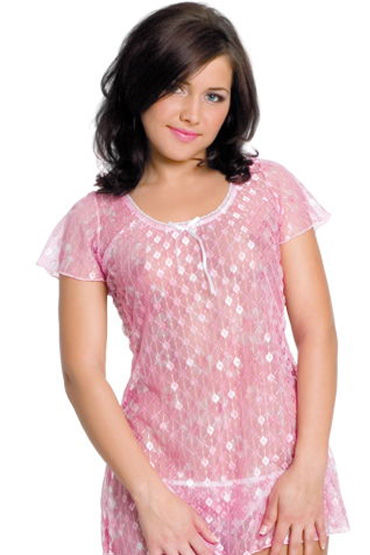 Erolanta комплект, розовый, Прозрачная сорочка и стринги