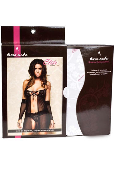 Erolanta комплект - Роскошная комбинация, стринги и перчатки - купить в секс шопе