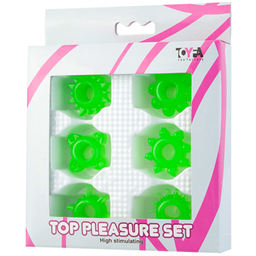 Toyfa Top Pleasure Set, зеленый, Набор колец на пенис